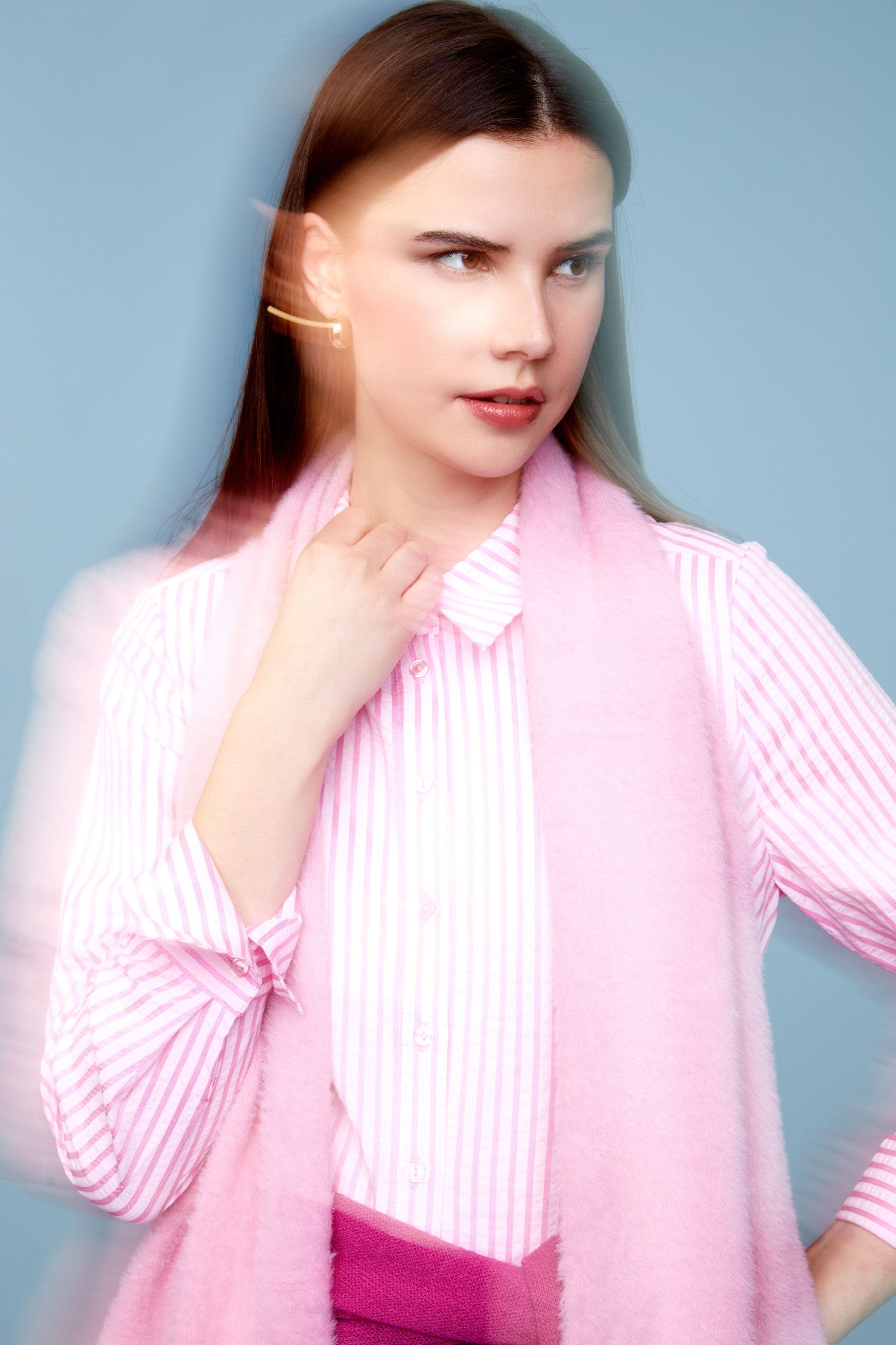 Striped Cotton Seersucker Blouse Pinky