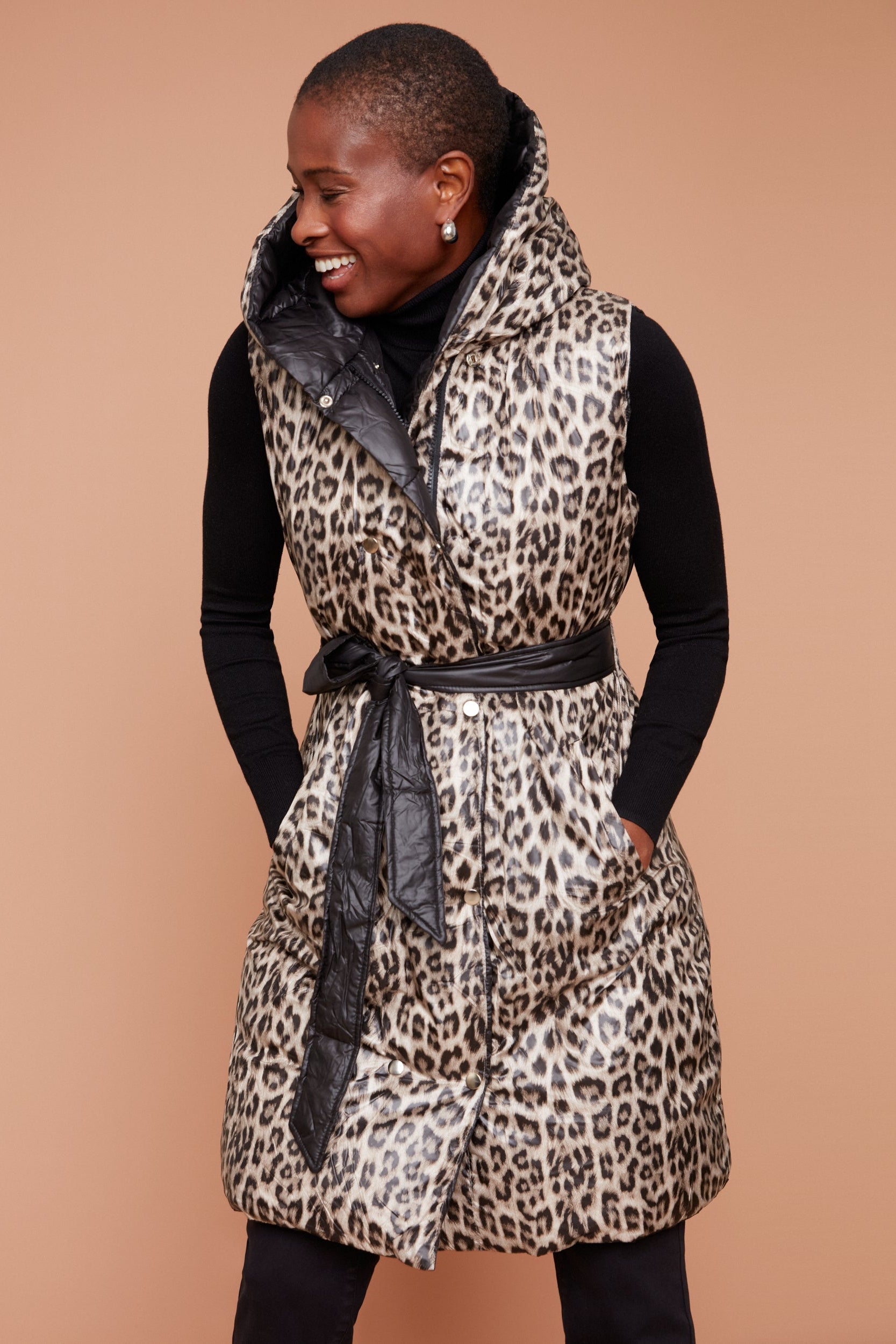 Gilet matelassé réversible à imprimé animalier