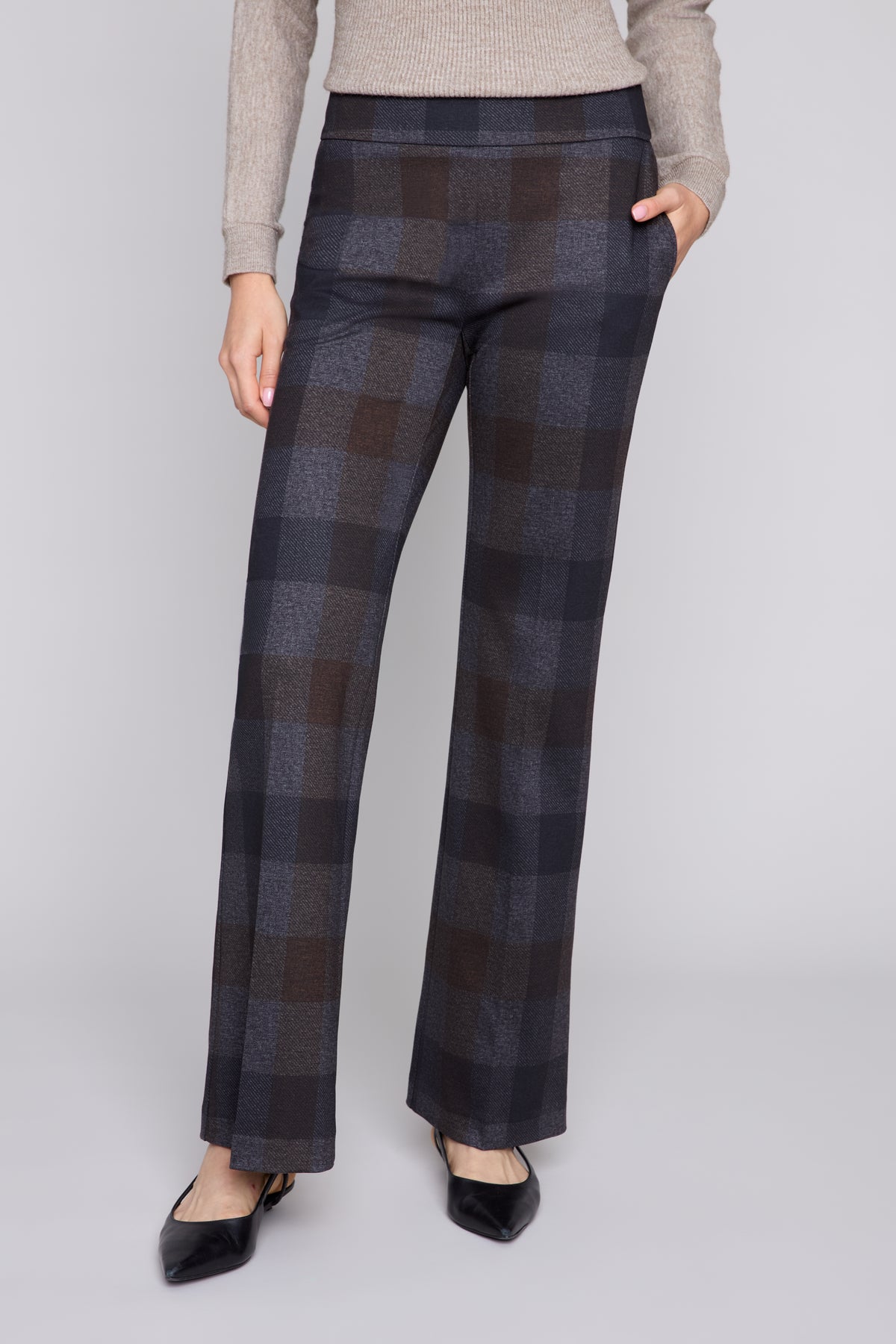 Bold Check Knit Pull-On Pants – Carbo Combo