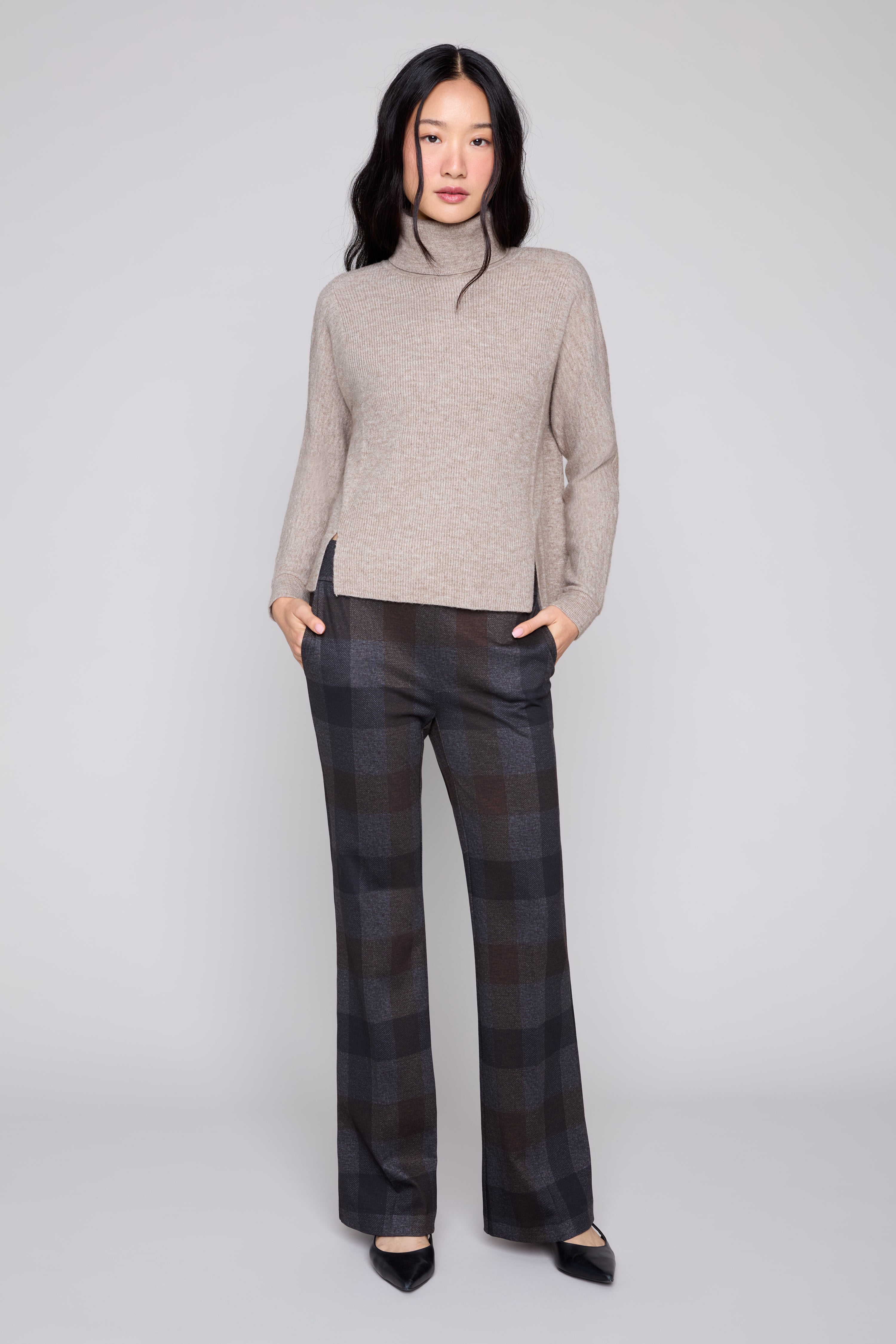 Bold Check Knit Pull-On Pants – Carbo Combo