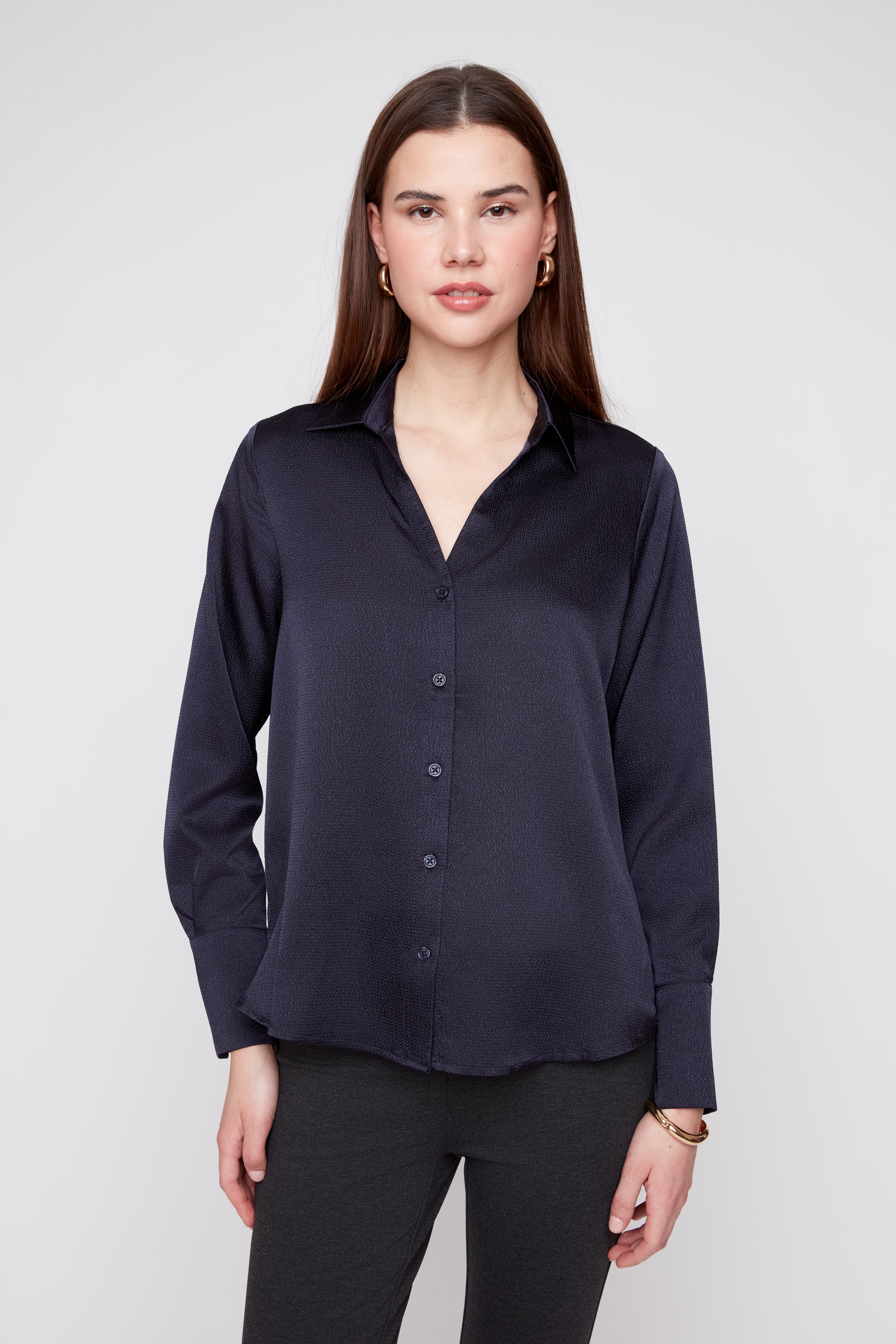 Classic Button-Down Shirt with Notched Collar