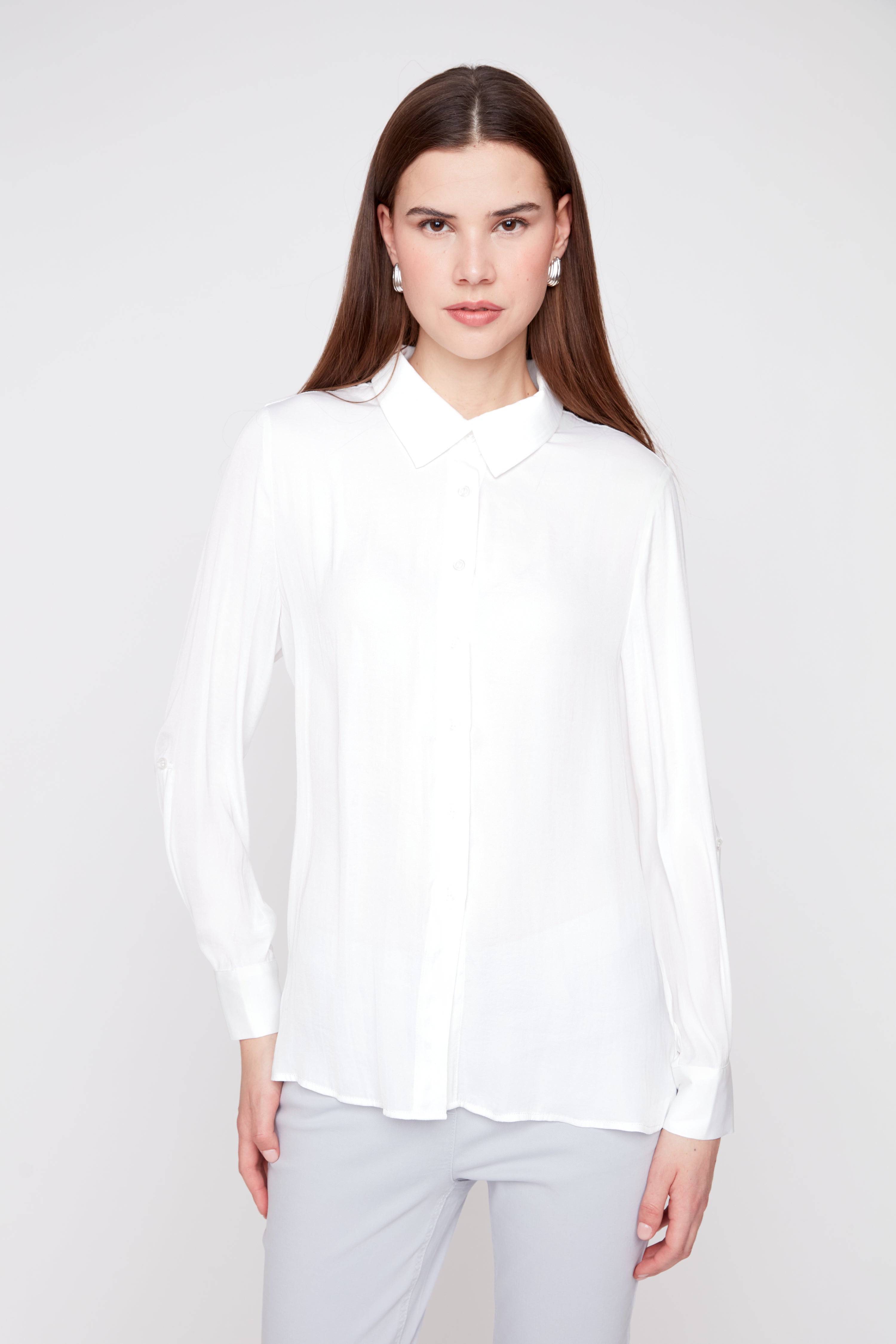 Silk Look Blouse with Drawstring Waist Crème