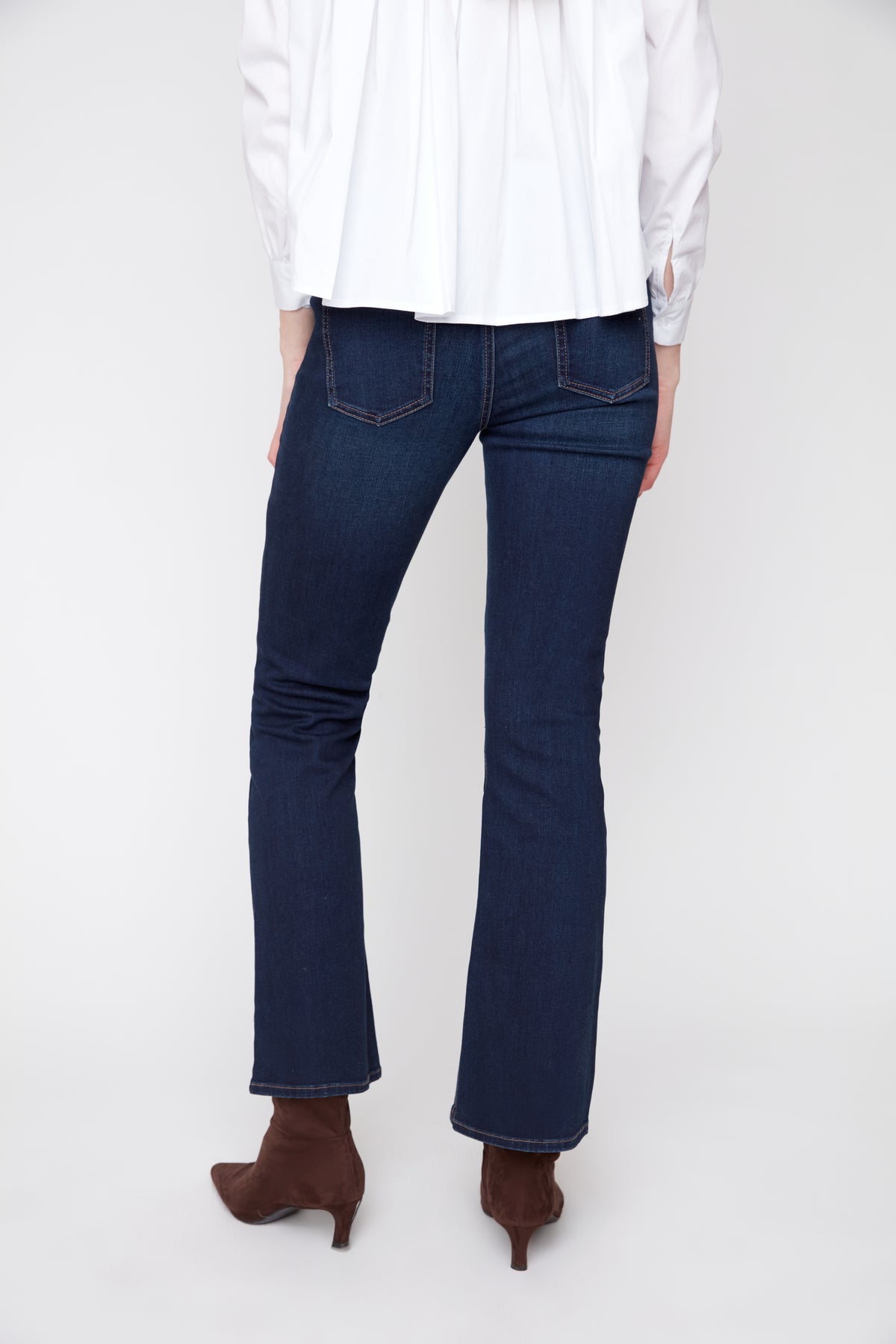 Bootleg Horsebit Detail Denim Pants - Dark Indigo