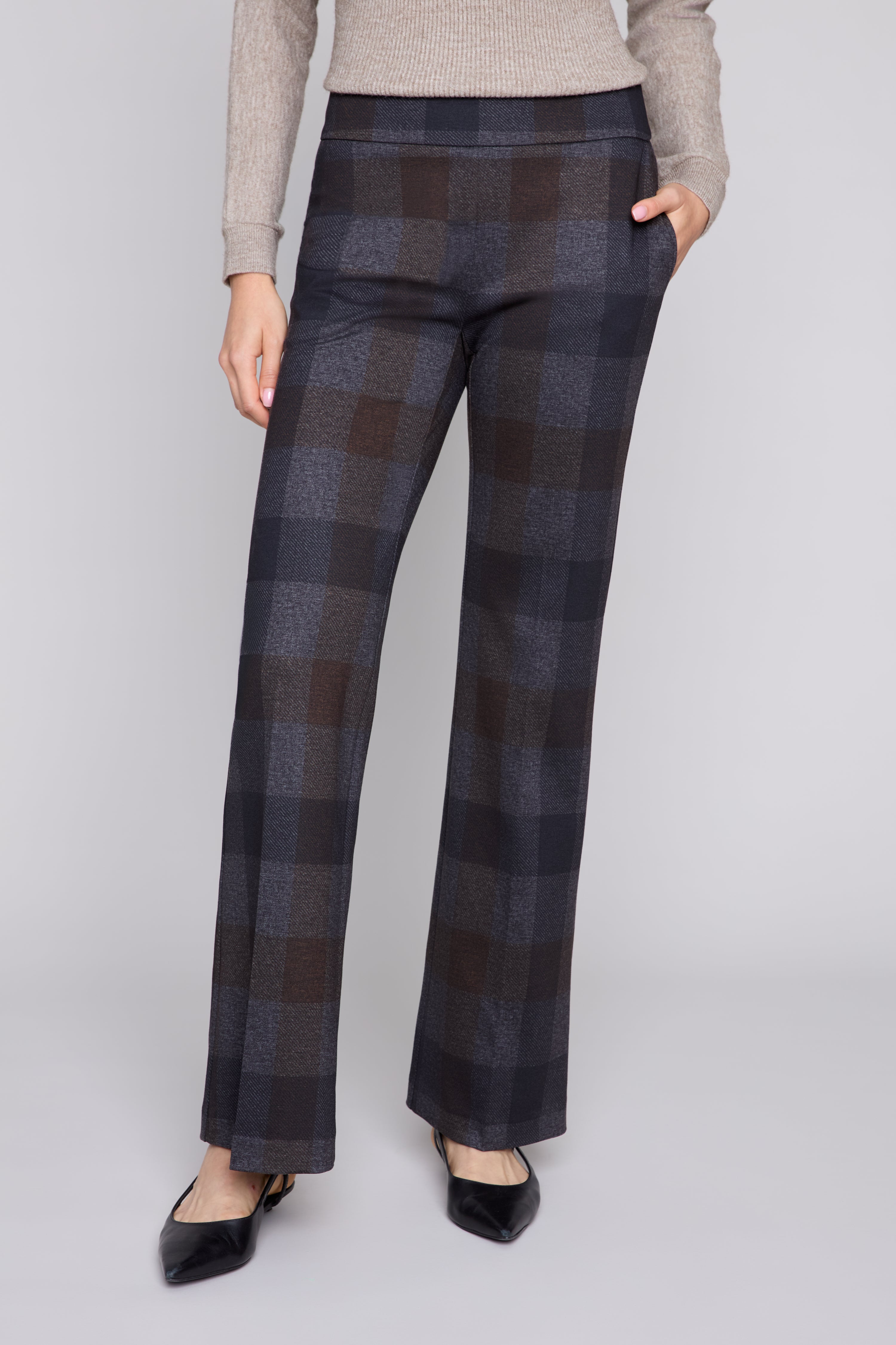 Bold Check Knit Pull-On Pants – Carbo Combo