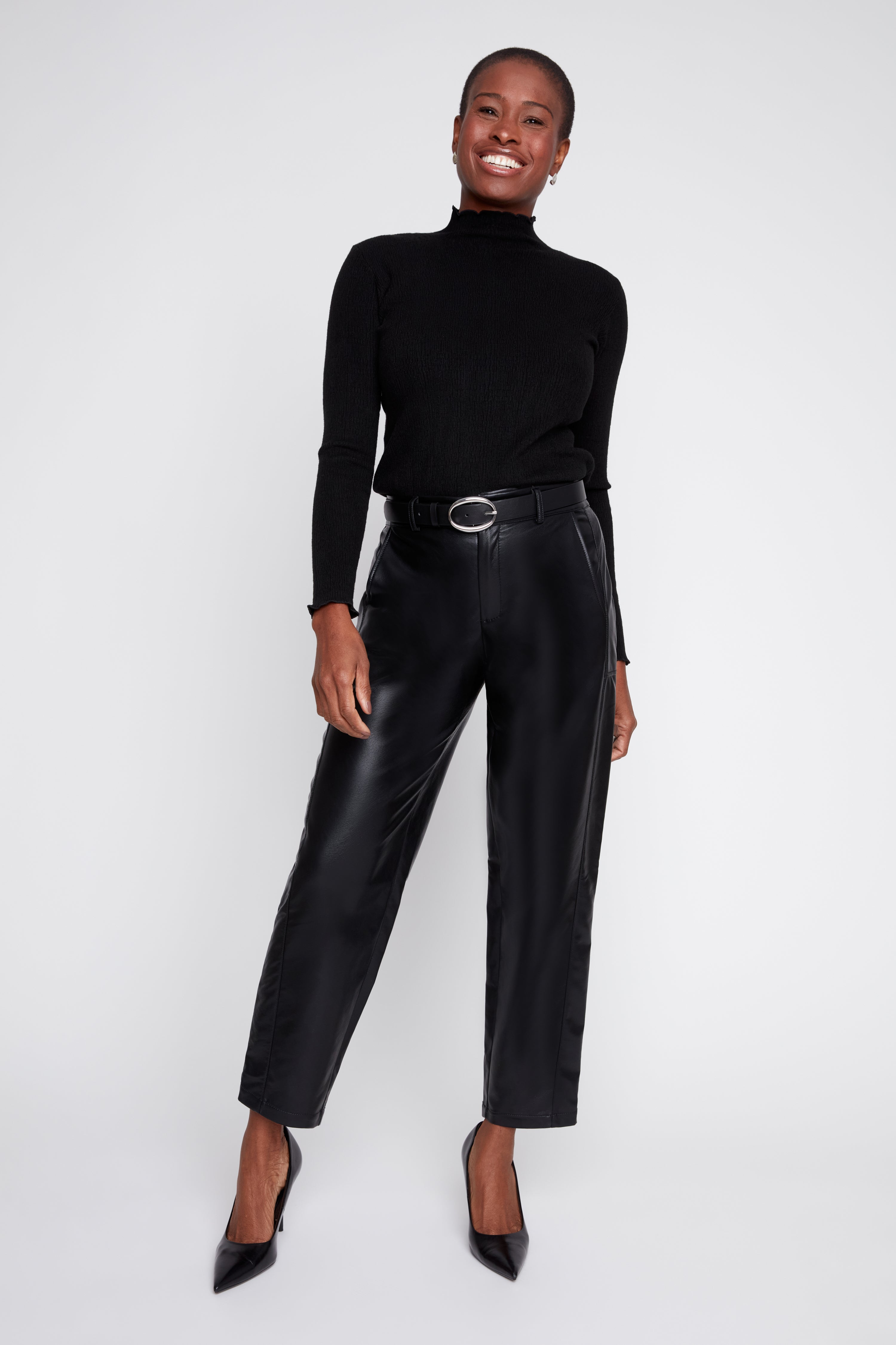 Pantalon ample en similicuir Lux – Noir