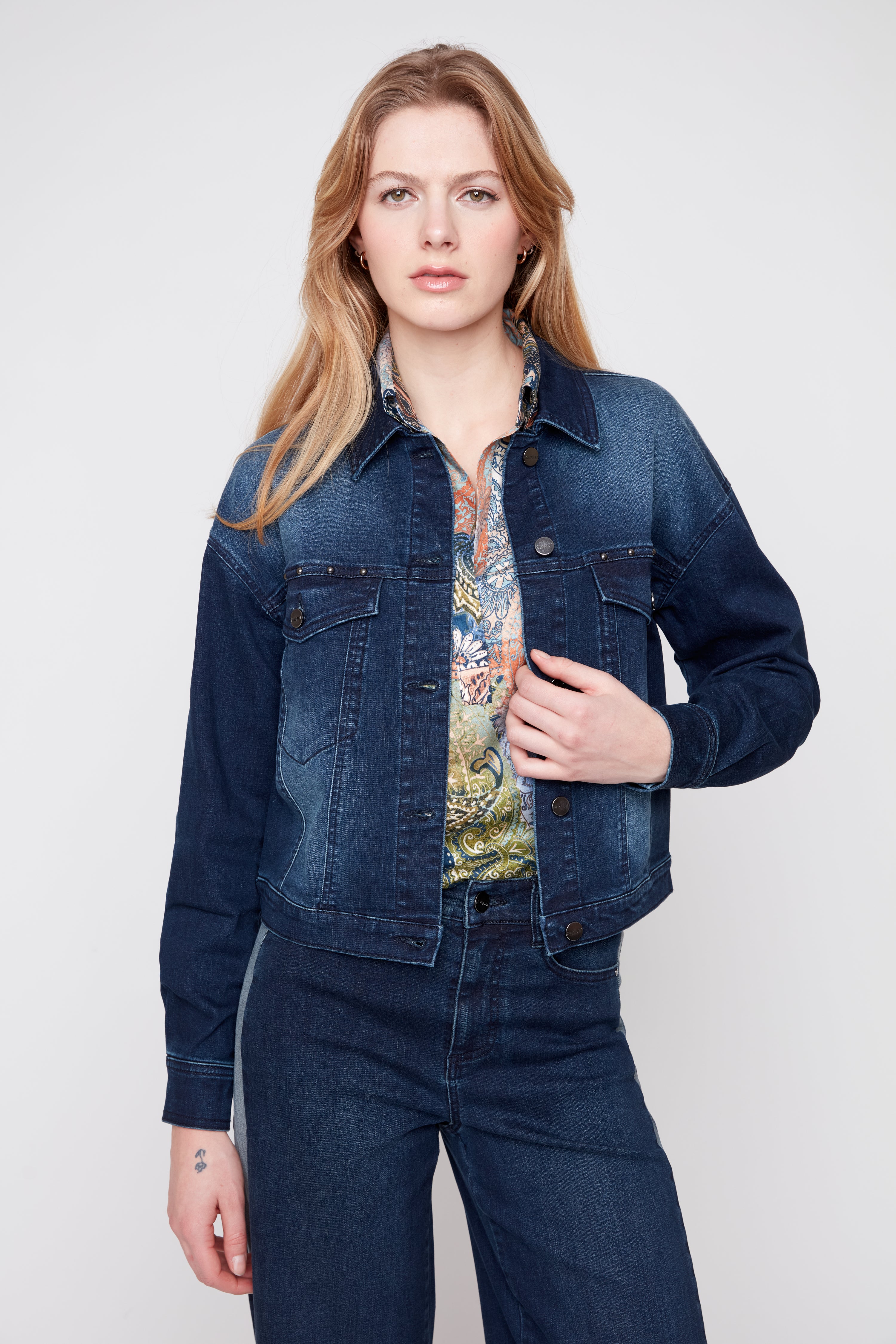 Veste Courte en Jean Luxe Indigo Foncé