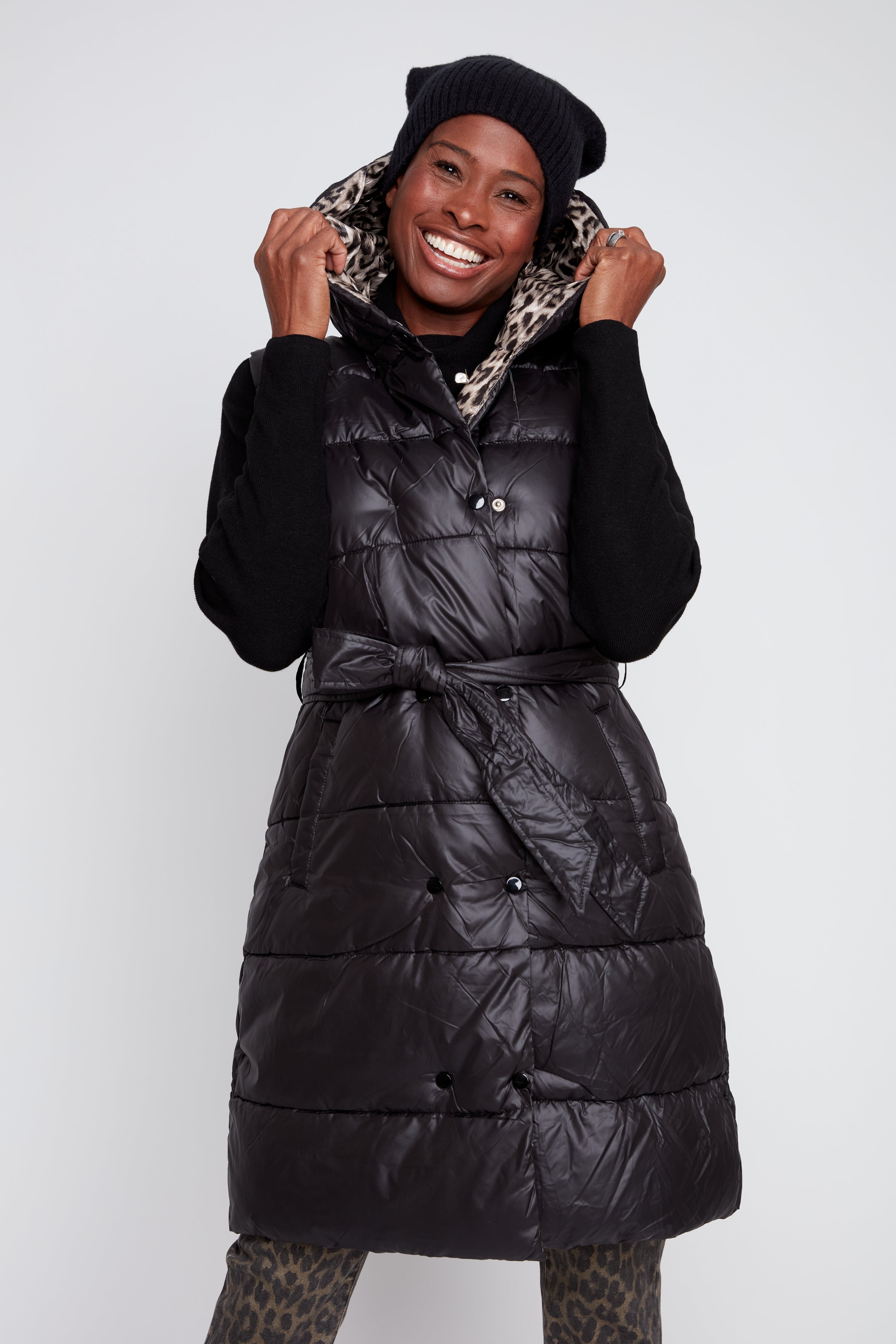 Gilet matelassé réversible à imprimé animalier