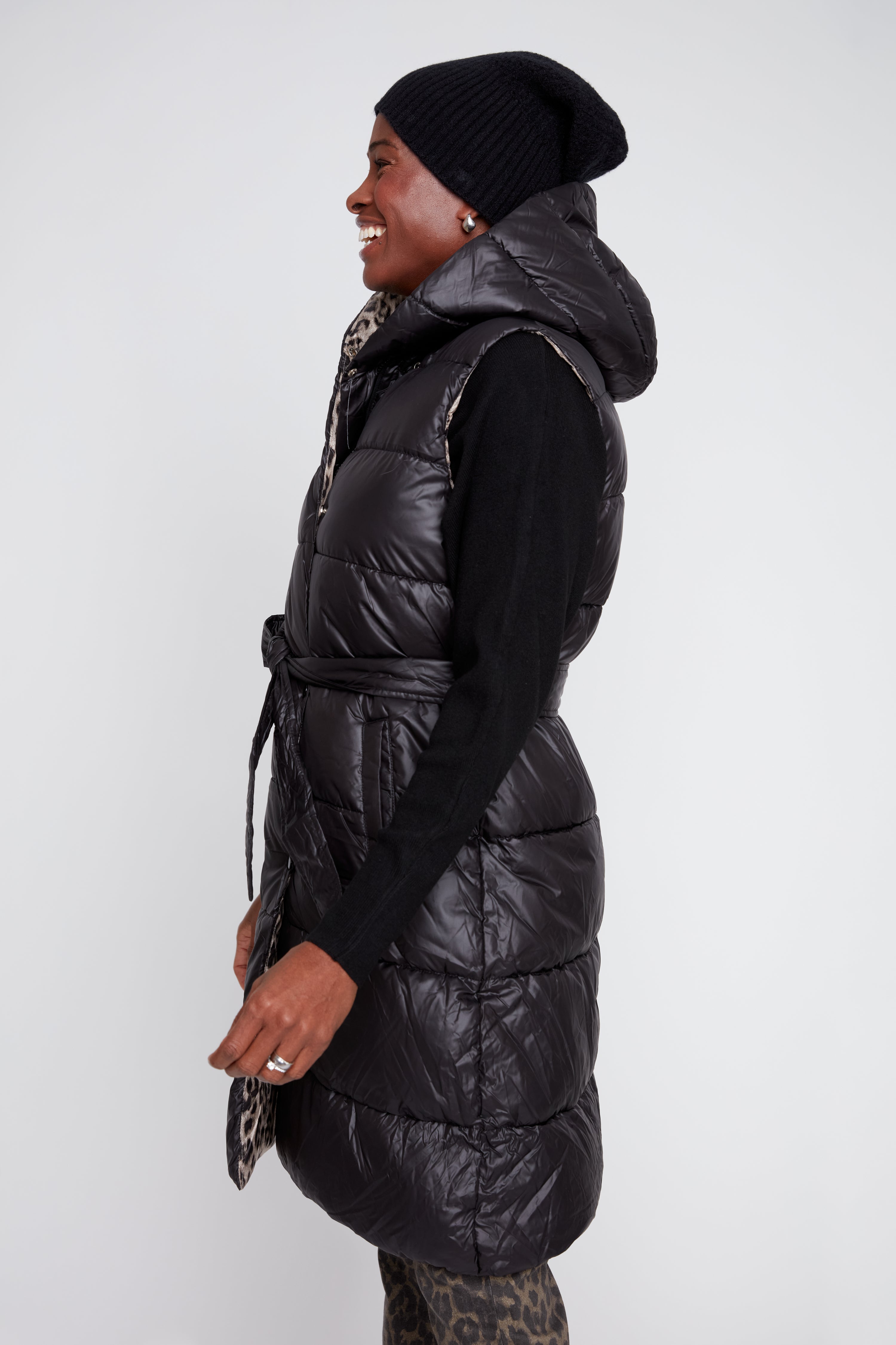 Gilet matelassé réversible à imprimé animalier